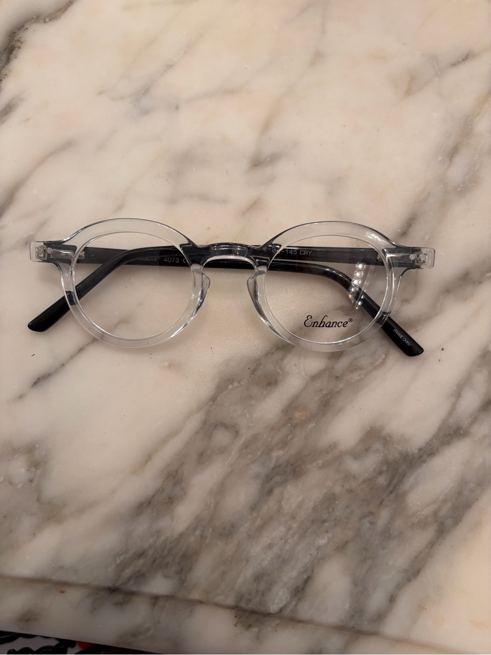 Clear Round Reading Glasses with Black Temples